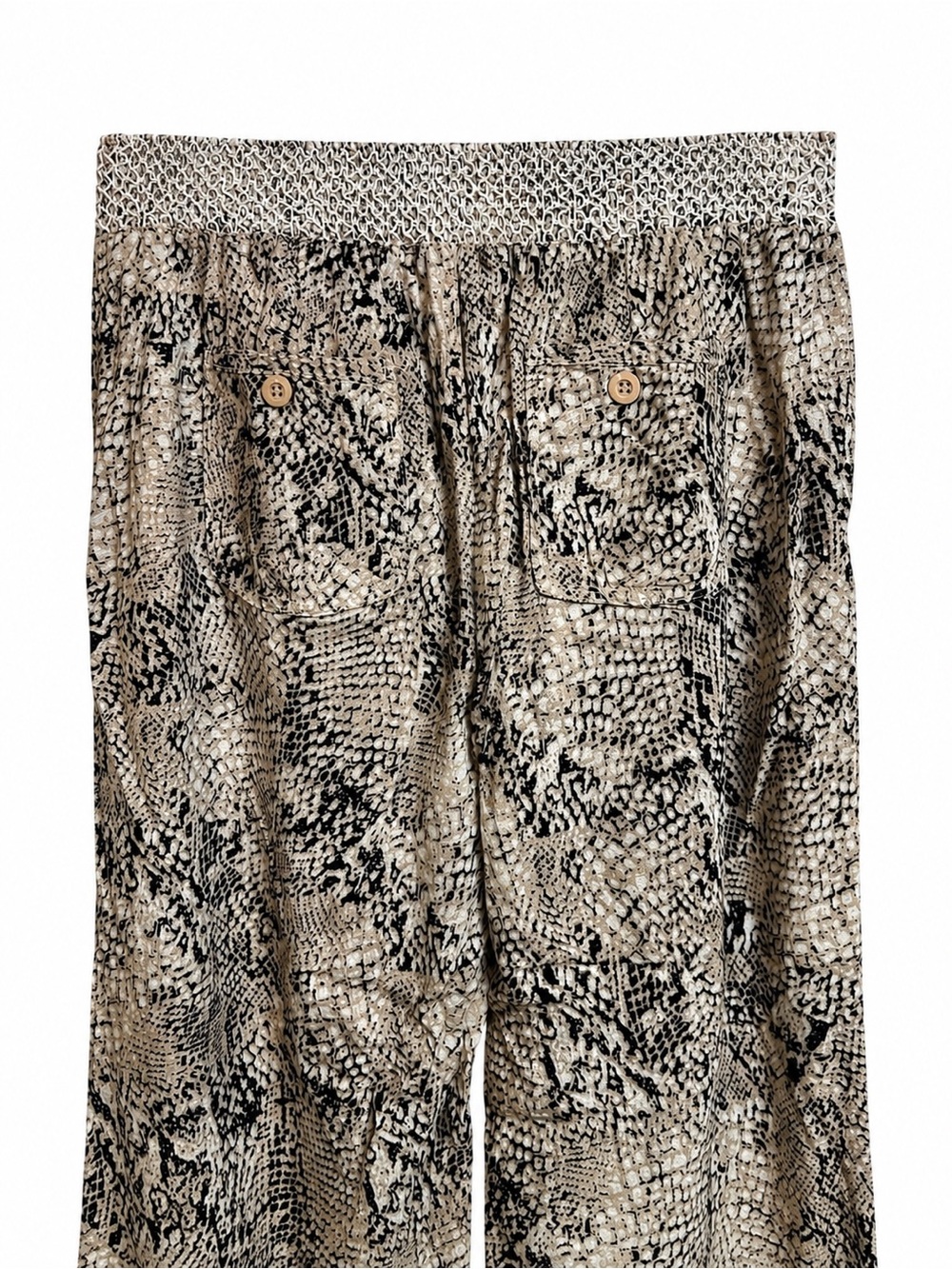 Cali 1850 Snake Print Wide Leg Linen Blend Pull-On Pants Size Large - Picture 4 of 7